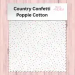„Weißer Quiltstoff von Poppie Cotton mit bunten Punkten – Country Confetti Marshmallow als Meterware auf der Stoffrolle.“