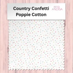 „Stoffprobe von Country Confetti Marshmallow – weißer Quiltstoff mit feinen bunten Punkten, ideal für moderne Quilts.“