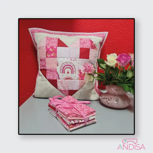 Quilten in Inch oder cm ein gequiltetes Kissen in Herzform