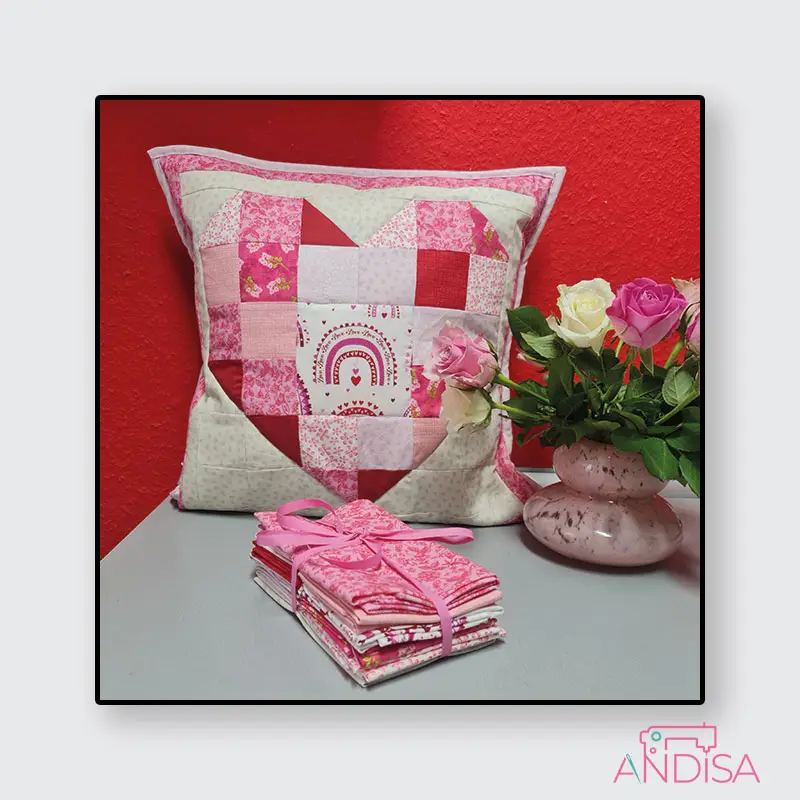 Quilten in Inch oder cm ein gequiltetes Kissen in Herzform