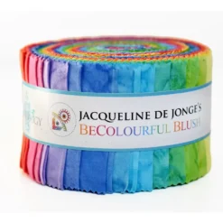 „Be Colourful Blush Jelly Roll – 26 Batik Jelly Roll Stoffe in Pastelltönen und kräftigen Farben von Jaqueline de Jonge, je 2,5 Inch breit“
