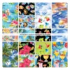 „Tropical Escape Layer Cake – tropischer Patchworkstoff mit Palmen, Flip-Flops, Cocktails und Hibiskus auf bunten Baumwollquadraten, 10 x 10 Zoll“
