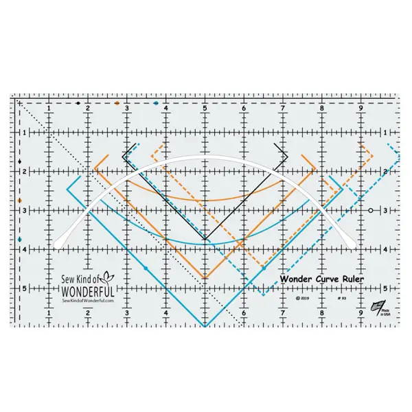 Wonder Curve Ruler – farbig markiertes Patchworklineal kaufen von Sew Kind of Wonderful für Kurvenmuster und kreative Quilts