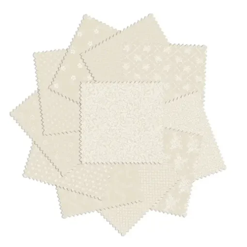 Charm Pack Classic Keepsakes – 42 cremefarbene Baumwollquadrate mit zarten Mustern von Benartex