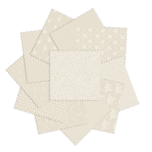 Charm Pack Classic Keepsakes – 42 cremefarbene Baumwollquadrate mit zarten Mustern von Benartex
