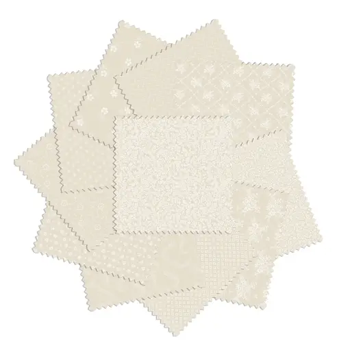 Charm Pack Classic Keepsakes – 42 cremefarbene Baumwollquadrate mit zarten Mustern von Benartex
