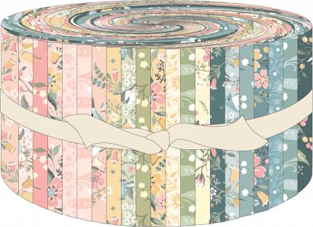 Songbird Serenade Jelly Roll – romantische Stoffrolle von Poppie Cotton mit Vogelmotiven und floralen Designs