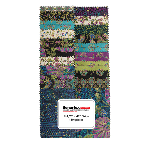 Shangri-La Jelly Roll – Stoffrolle mit 40 Patchworkstreifen von Benartex in leuchtenden Farben