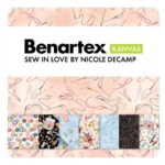 Sew in Love Jelly Roll – Stoffrolle von Benartex mit Nähzubehör-Motiven in Rosa, Hellblau und Schwarz