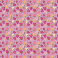 SStrawberry Pie Purple – Baumwollstoff mit Erdbeeren auf Lila von Poppy Cotton