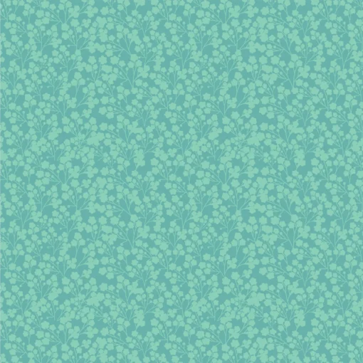 Wildflowers Teal – türkisfarbener Baumwollstoff mit Wildblumen von Poppy Cotton