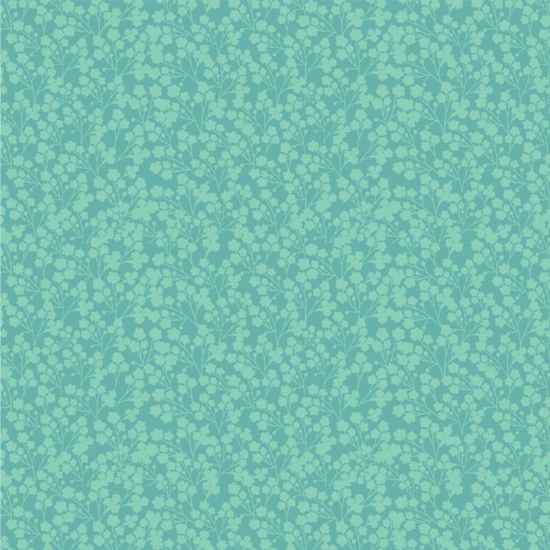 Wildflowers Teal – türkisfarbener Baumwollstoff mit Wildblumen von Poppy Cotton