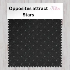 Flach ausgelegter Black on Black Patchworkstoff mit feinem Ton-in-Ton Sternenmuster von Windham Fabrics