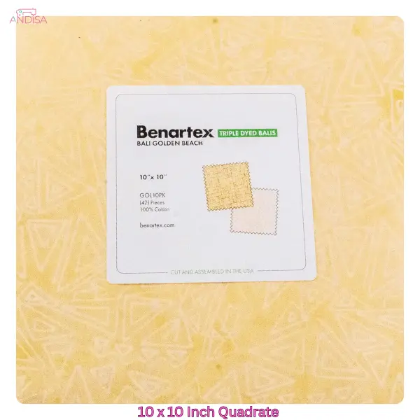 Bali Golden Beach Layer Cake von Benartex – Stoffpaket mit 42 warmen Batik-Quadraten (10″×10″)