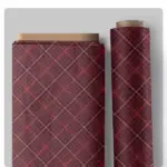 Weihnachtlicher Baumwollstoff kariert in Rot und Schwarz mit goldenen Details aus der Kollektion A Botanical Season.