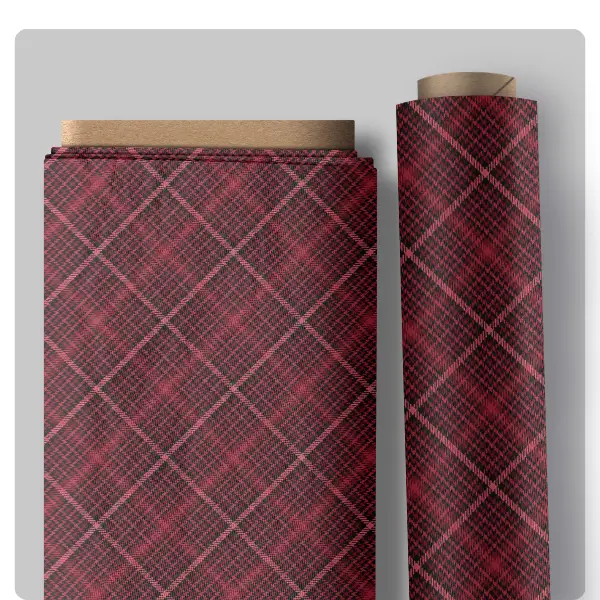 Weihnachtlicher Baumwollstoff kariert in Rot und Schwarz mit goldenen Details aus der Kollektion A Botanical Season.