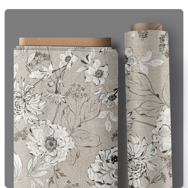 Cremefarbener Baumwollstoff mit skizzenhaften grauen Blättern – perfekt als Quiltrückseite oder Quilt Backing – Botanical Sketches Flax von Windham Fabrics.