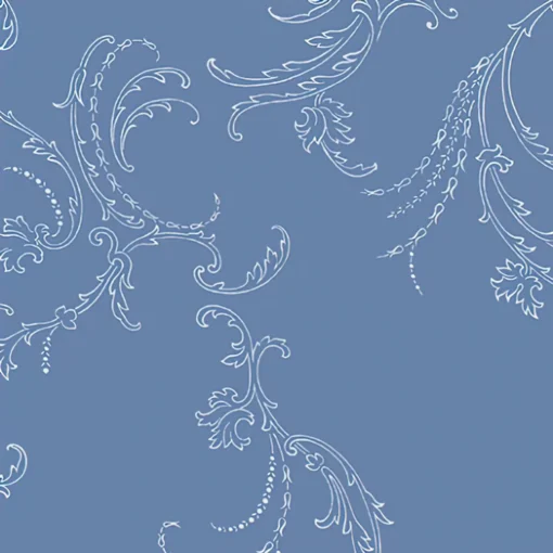 „Blauer Scroll Baumwollstoff – Jackie Scroll Medium Blue von Benartex, 100 % Baumwolle, ca. 110 cm breit“
