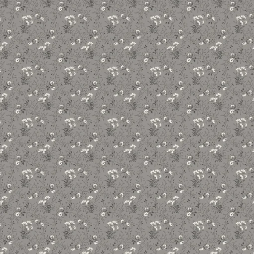 Blumiger Baumwollstoff grau mit feinem Rankenmuster „Tonal Vine Grey“ aus der Hudson Kollektion von Windham Fabrics.