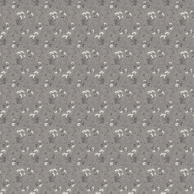 Blumiger Baumwollstoff grau mit feinem Rankenmuster „Tonal Vine Grey“ aus der Hudson Kollektion von Windham Fabrics.