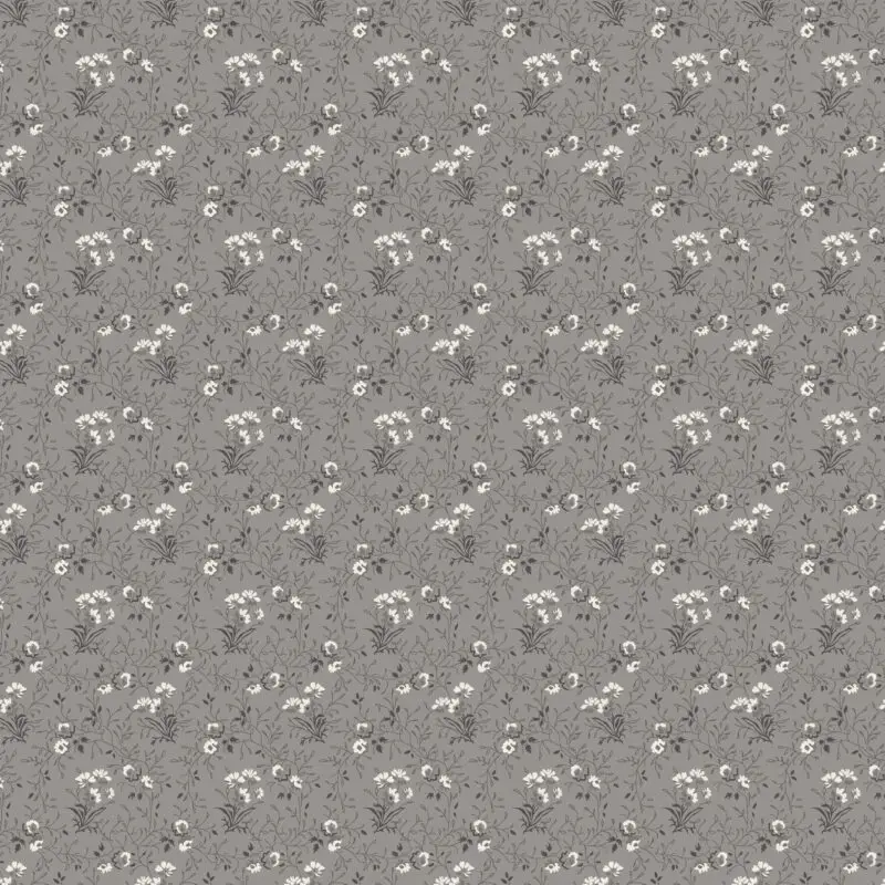 Blumiger Baumwollstoff grau mit feinem Rankenmuster „Tonal Vine Grey“ aus der Hudson Kollektion von Windham Fabrics.