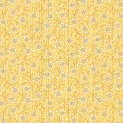 „Gelber Blumenstoff mit silbernen Metallic-Akzenten – Fun Flowers Yellow von Benartex, 100 % Baumwolle, ca. 110 cm breit“