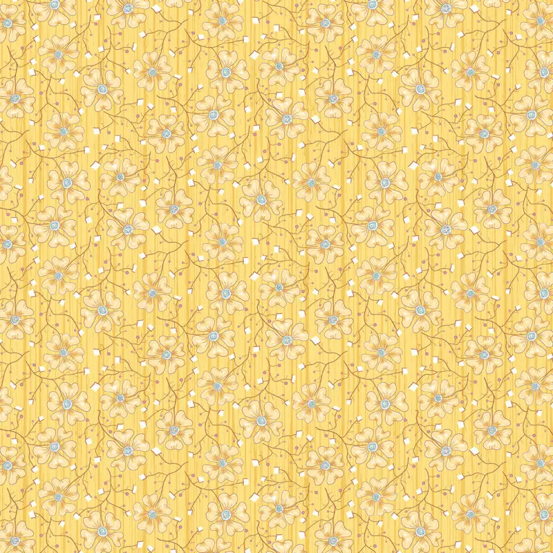 „Gelber Blumenstoff mit silbernen Metallic-Akzenten – Fun Flowers Yellow von Benartex, 100 % Baumwolle, ca. 110 cm breit“