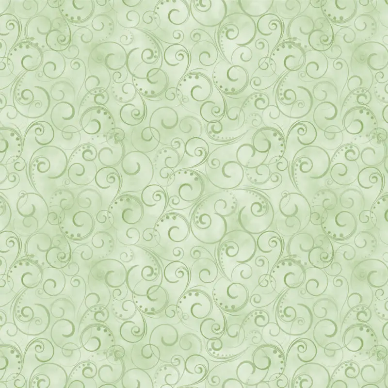 „Grüner Ornamentstoff mit feinen Ranken – Breezy Scroll Sage von Benartex, Baumwolle, ca. 110 cm breit“