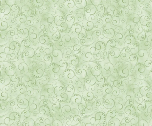 „Grüner Ornamentstoff mit feinen Ranken – Breezy Scroll Sage von Benartex, Baumwolle, ca. 110 cm breit“