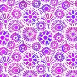 „Magentafarbener Kaleidoskop‑Blumenstoff – Unusual Garden II von Jason Yenter, 100 % Baumwolle, ca. 110 cm breit“