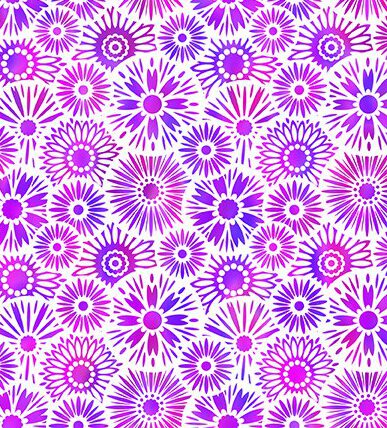 „Magentafarbener Kaleidoskop‑Blumenstoff – Unusual Garden II von Jason Yenter, 100 % Baumwolle, ca. 110 cm breit“