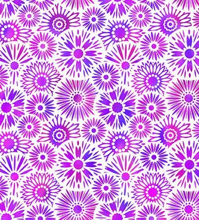 „Magentafarbener Kaleidoskop‑Blumenstoff – Unusual Garden II von Jason Yenter, 100 % Baumwolle, ca. 110 cm breit“
