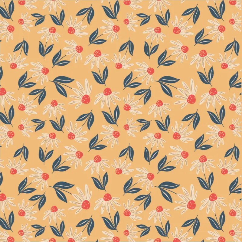 Calico Cowgirls – Big Sunnies Yellow Stoff von Poppie Cotton mit Sonnenblumen auf gelbem Hintergrund