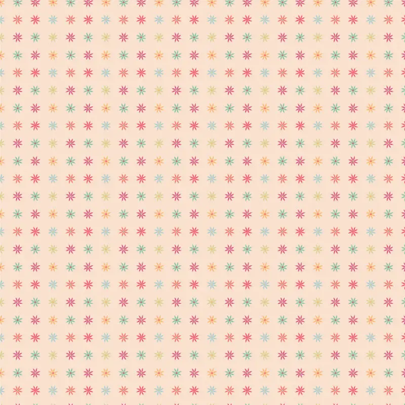 Calico Cowgirls – I Got Spurs Natural Stoff von Poppie Cotton mit geometrischen Sternmotiven auf natürlichem Hintergrund