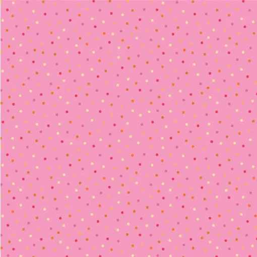 „Pinker Mini‑Pünktchen‑Stoff – Country Confetti Petunia Bright Pink von Poppie Cotton, 100 % Baumwolle, ca. 110 cm breit“