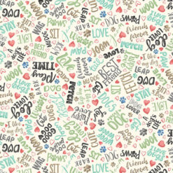 Hundestoff Pooch Text Cream von Andover Fabrics