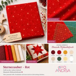 Baumwollstoff „Sparkle Red“ aus der Kollektion Adorn von Makower UK