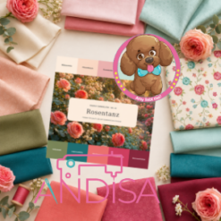 Andisa Farbwelt Rosentanz – Farbkarte für harmonische Quiltstoffe in Rosa, Türkis, Creme und Grün