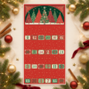 Rotes Adorn Adventskalender-Panel von Makower UK mit Weihnachtsbäumen, 24 Taschen und goldfarbenen Metallic-Akzenten