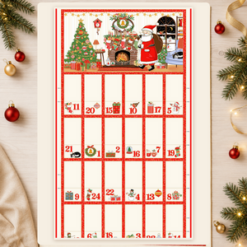 Adventskalender-Panel Jolly Saint Nick Multi von Makower UK mit 24 Taschen